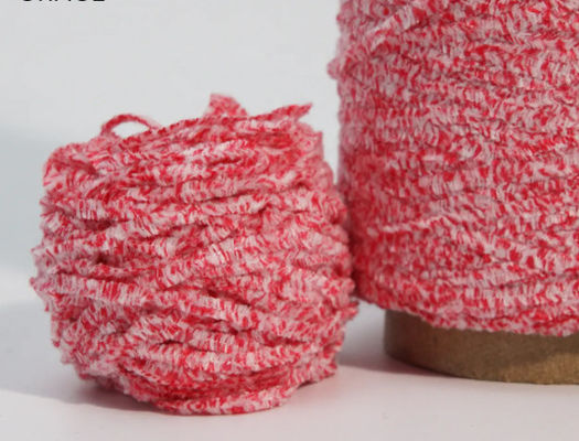 Dos colores mezclados de hilo de chenilia de color grueso teñido 50% poliéster 50% algodón mezclado punto blanco