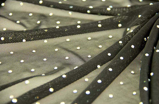 Cuatro lados de malla de poliéster blanco elástico planchar hilo de diamante tridimensional colorido ropa de escenario