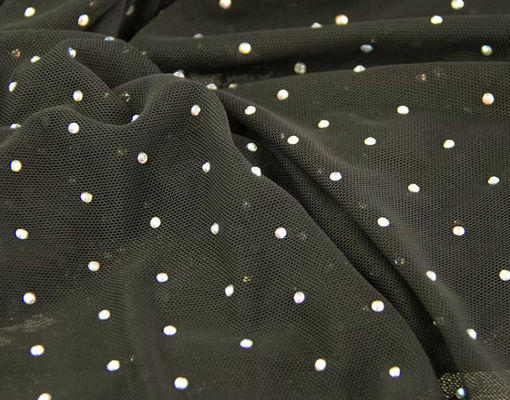 Cuatro lados de malla de poliéster blanco elástico planchar hilo de diamante tridimensional colorido ropa de escenario